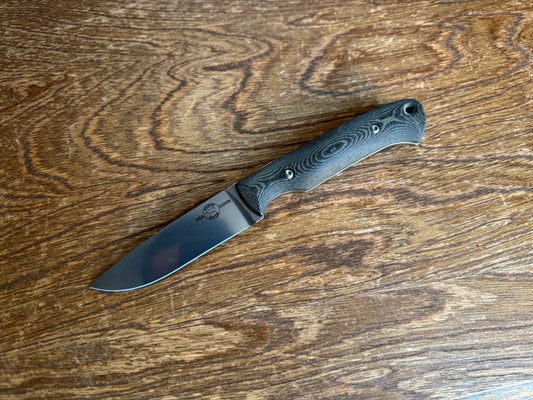White River Knives Hunter Fixed Blade Knife 3.5" S35VN Stonewashed, Black/OD Green Linen Micarta Handles, Kydex Sheath - WRHNT-LBO