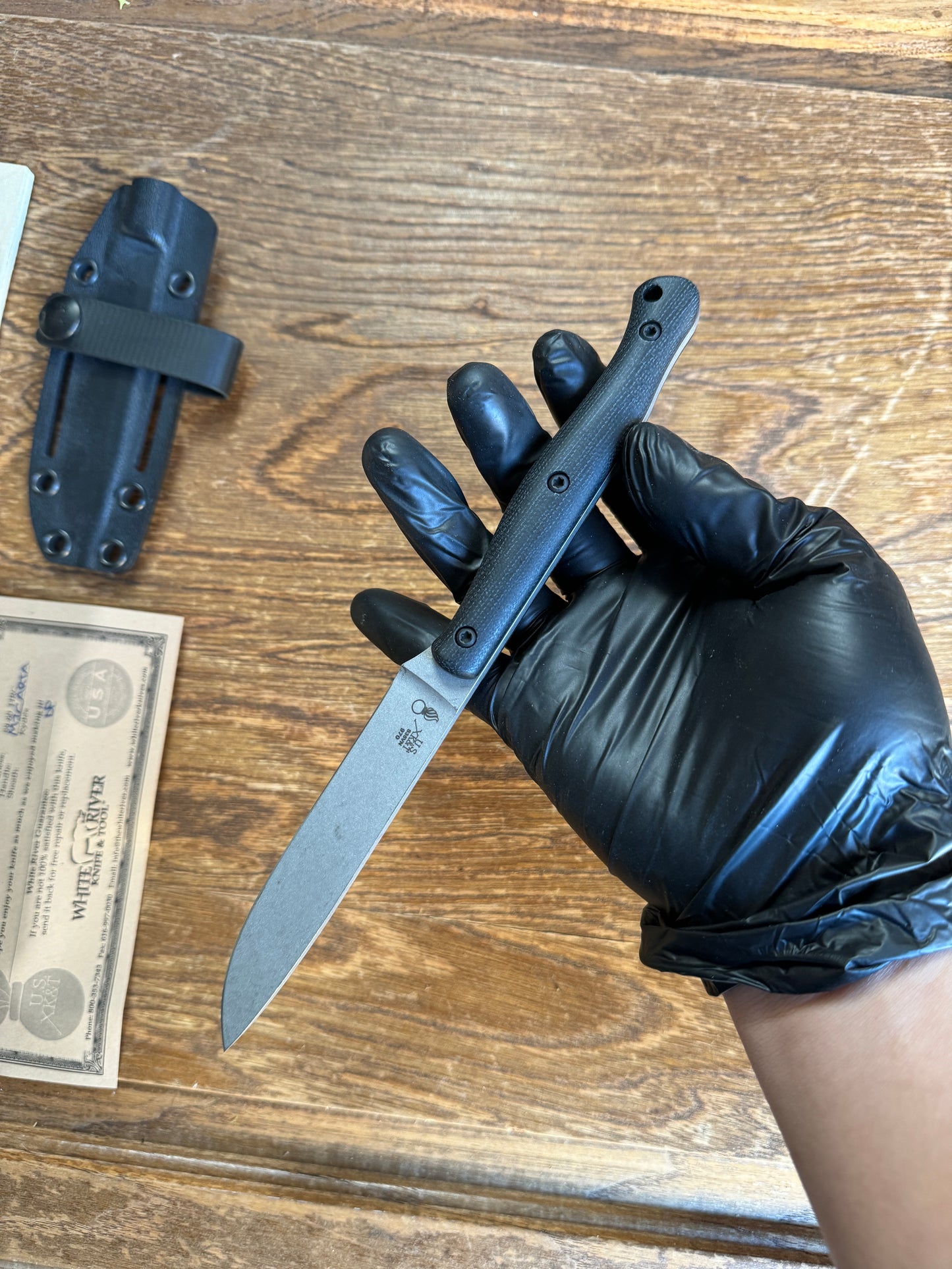 White River Knives Exodus 4 Fixed Blade Knife 3.88" S35VN Stonewashed, Black Canvas Micarta Handles, Kydex Sheath - EX-4